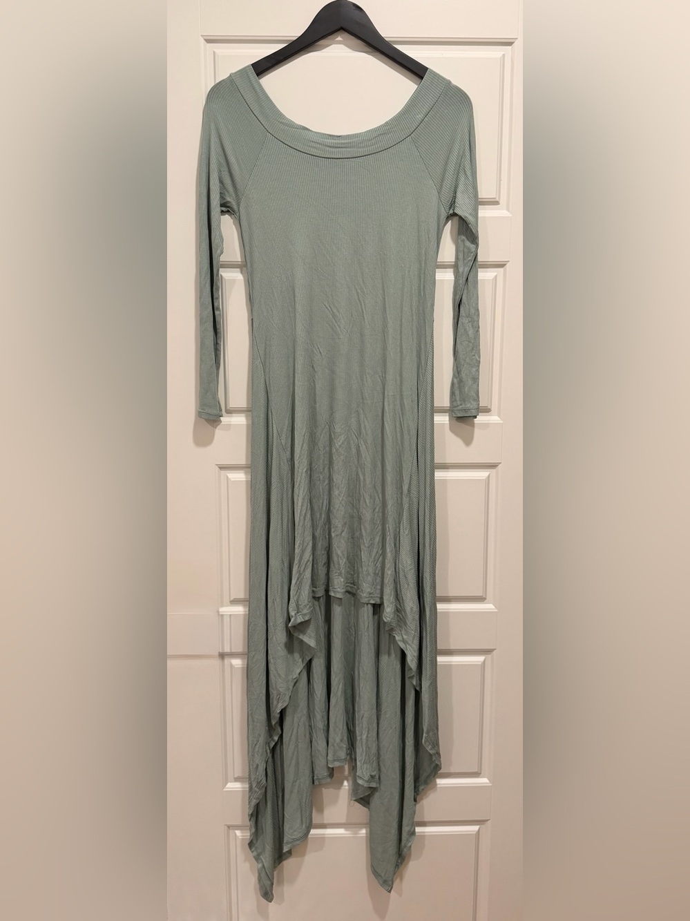 Asymmetrical High-Low Maxi Dress in Sage Green